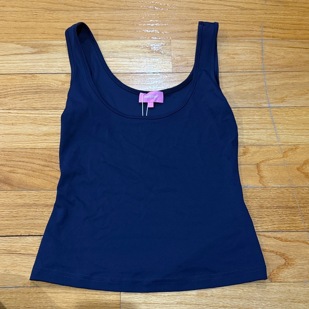 edikted navy kiara scoop neck tank top
